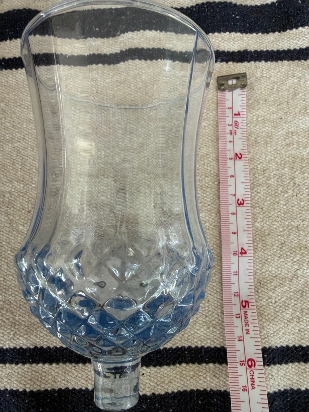 Translucent Blue Glass Accent Vase with Textured Base